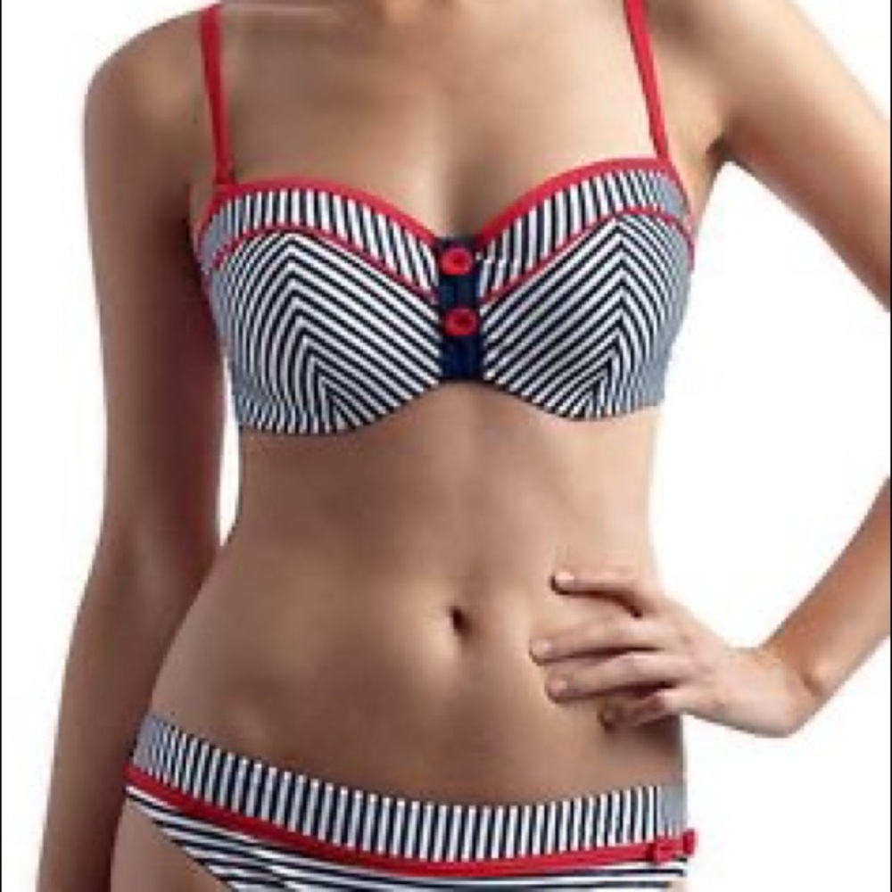 Panache Lucille navy and red striped bikini set